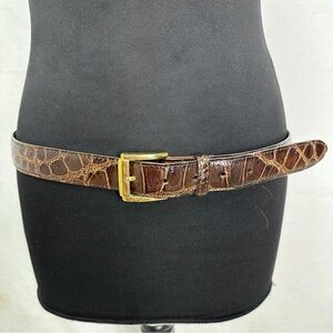 Deno’s of Highland Park Genuine American Alligator Belt Brass Buckle Size 36